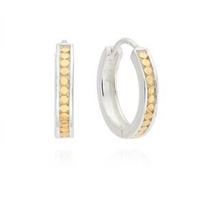 NEW ANNA BECK women's classic small hinge hoop reversible earrings in gold / sil